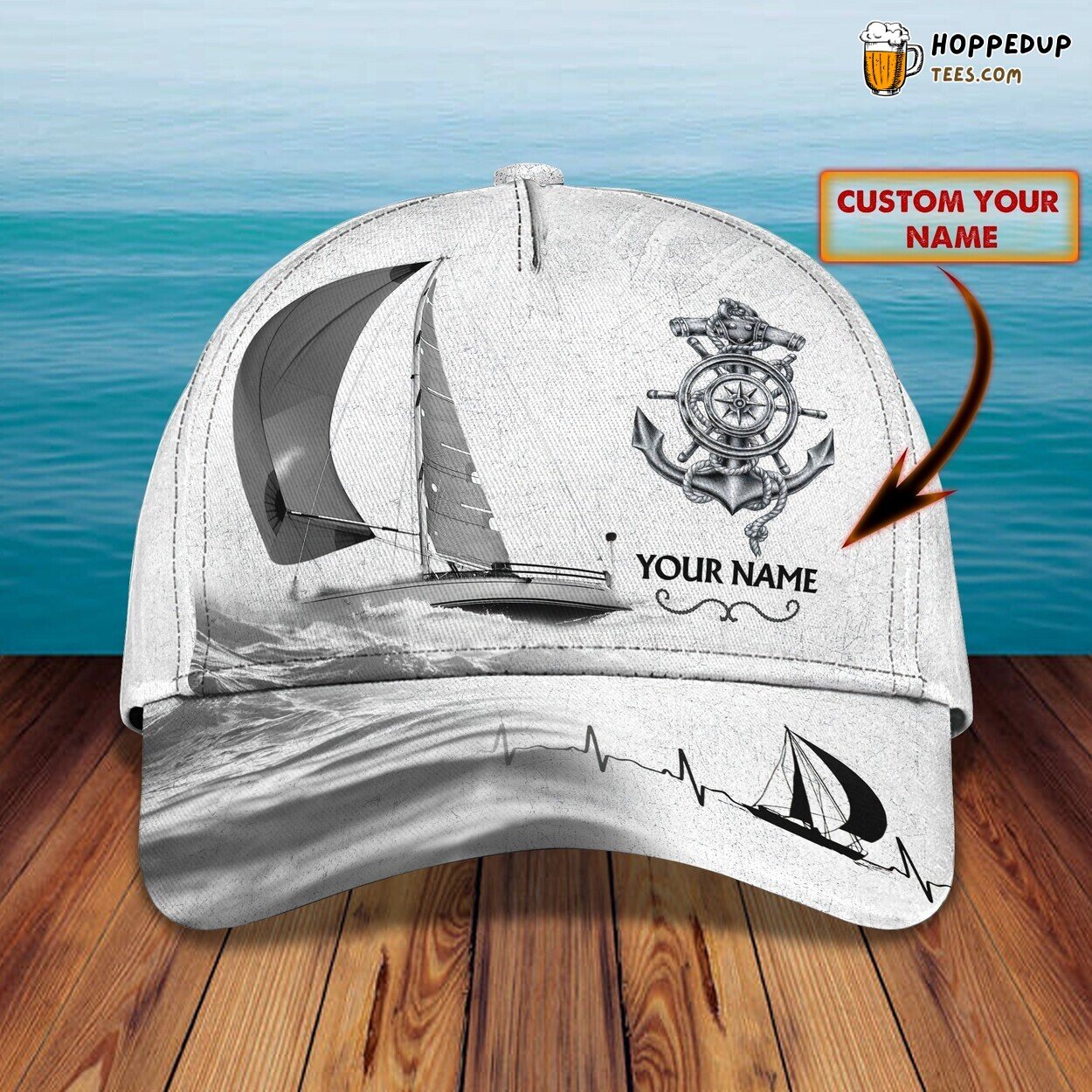 Sailing Design Classic 3D Cap Personalized Name Unique Premium Series