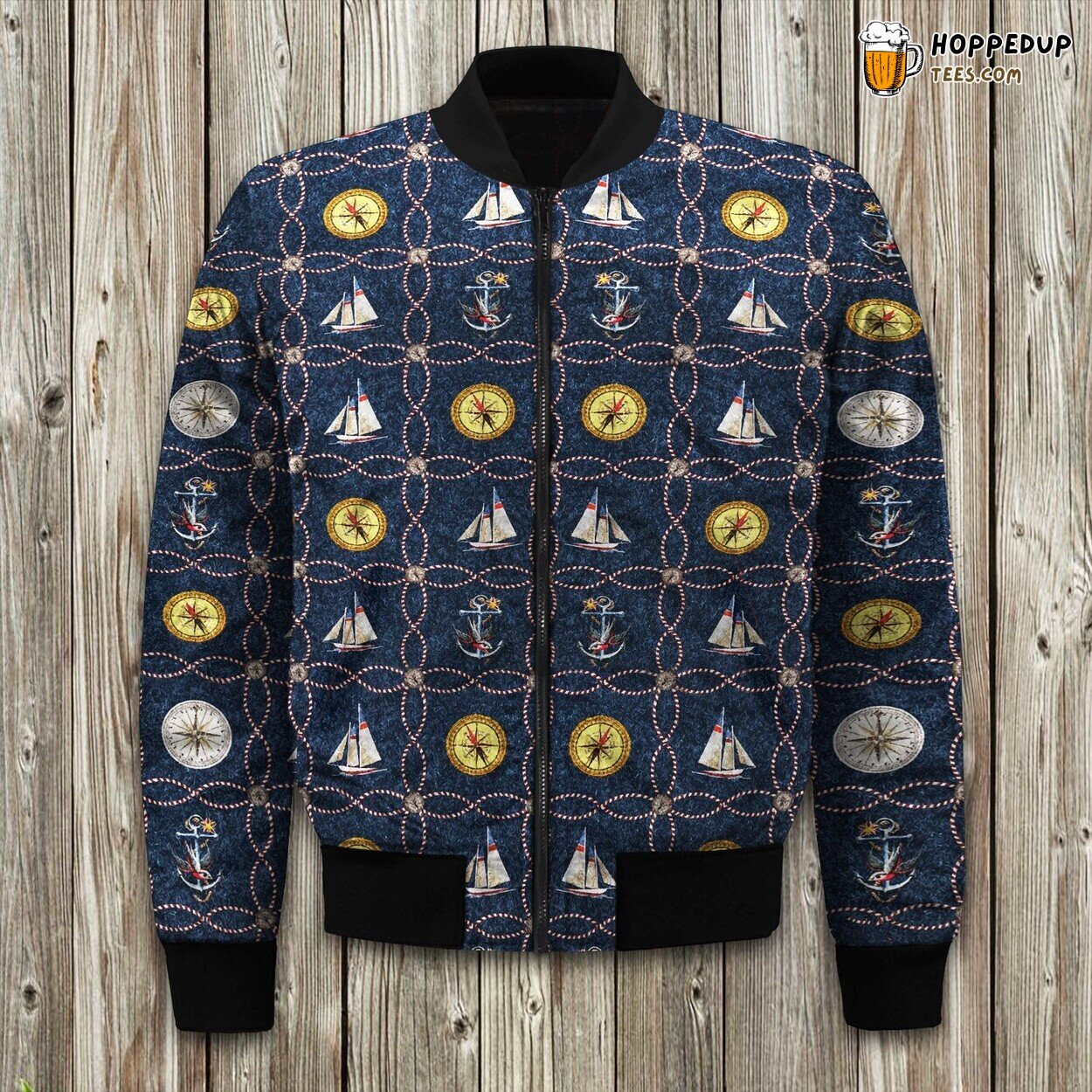 Sailing Nautical Ship Design Winter Bomber Jacket Oceanic Fashion Statement