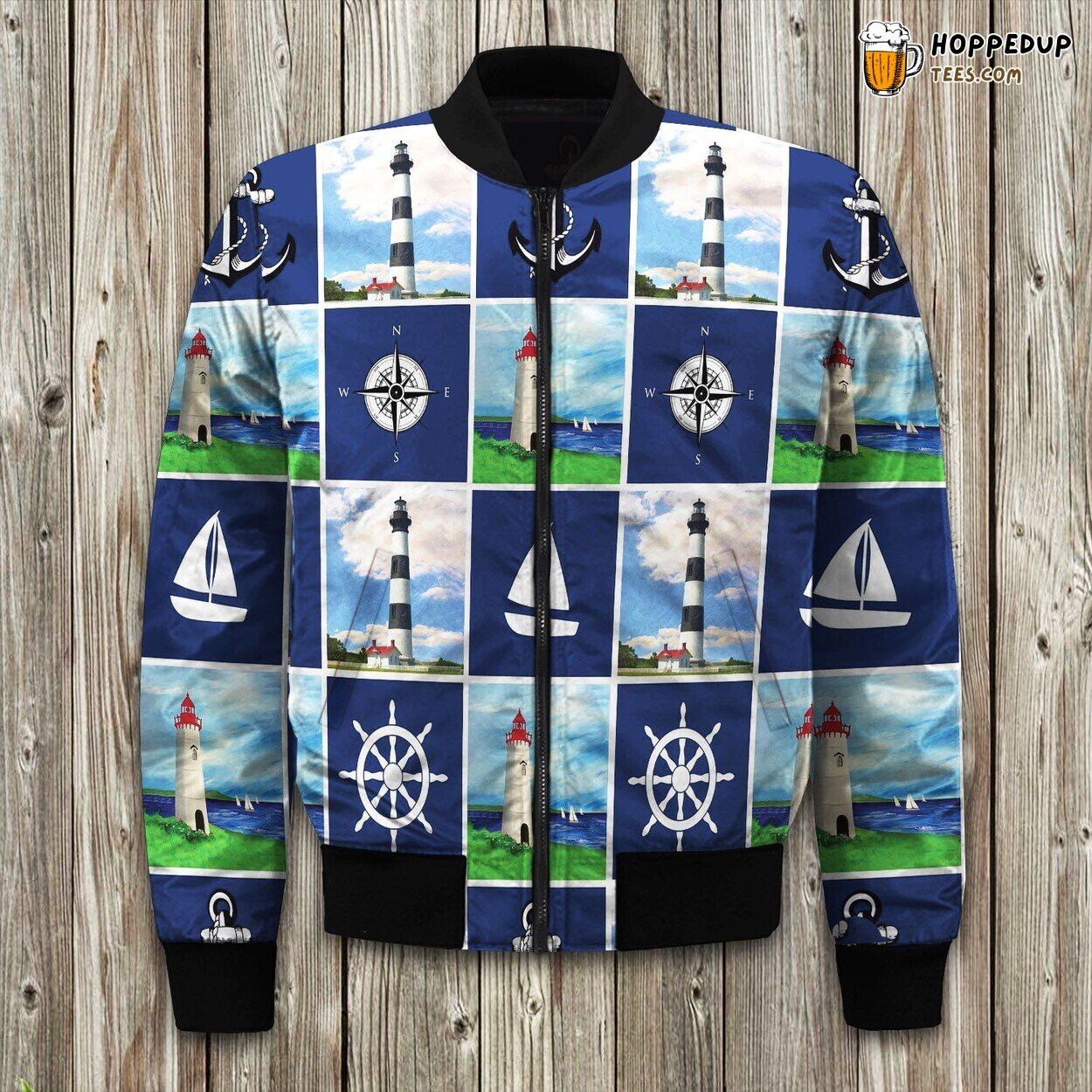 Sailor’s Dream Nautical Design Winter Bomber Jacket Oceanic Fashion Touch