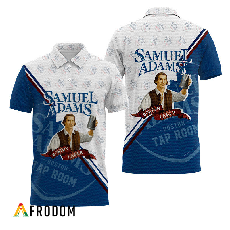 Samuel Adams Beer Blue And White Diagonal Polo Shirt HU