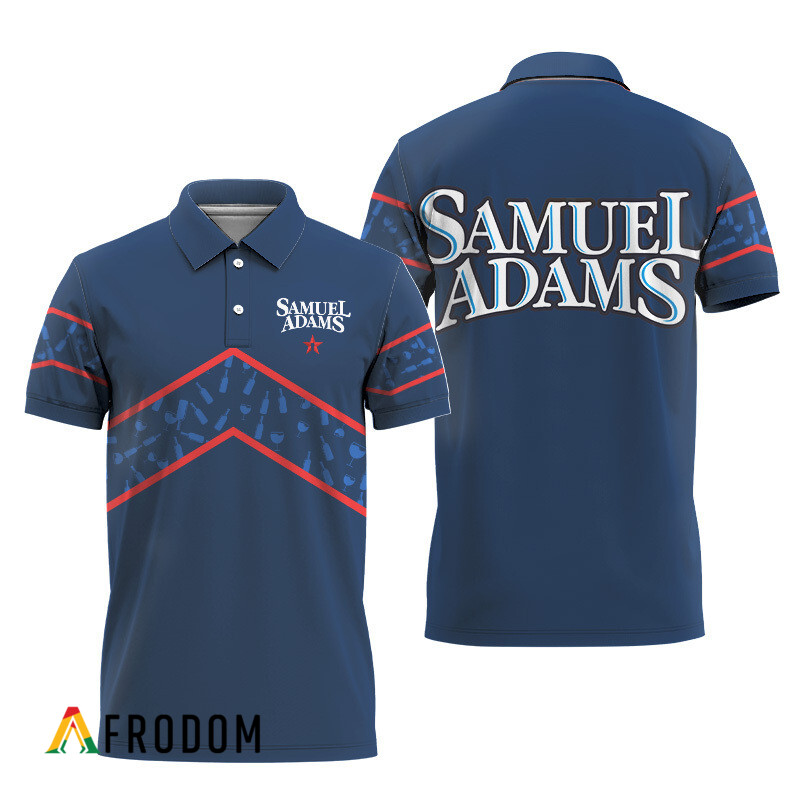 Samuel Adams Beer Blue Wine Pattern Polo Shirt HU