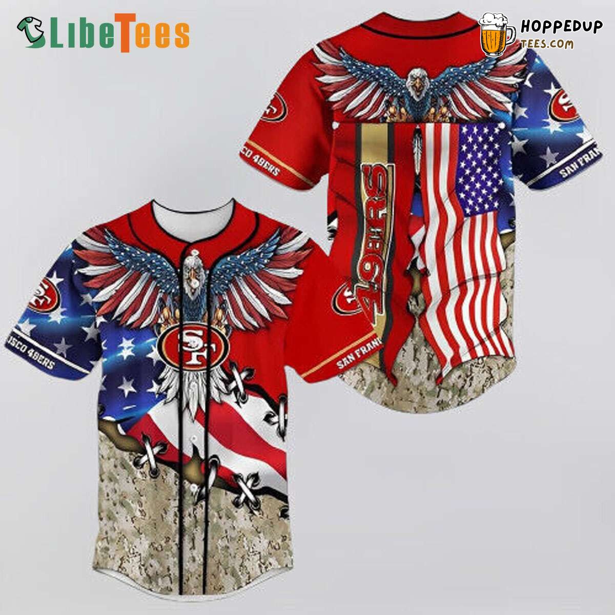 San Francisco 49ers American Eagle Flag Baseball Jersey Style