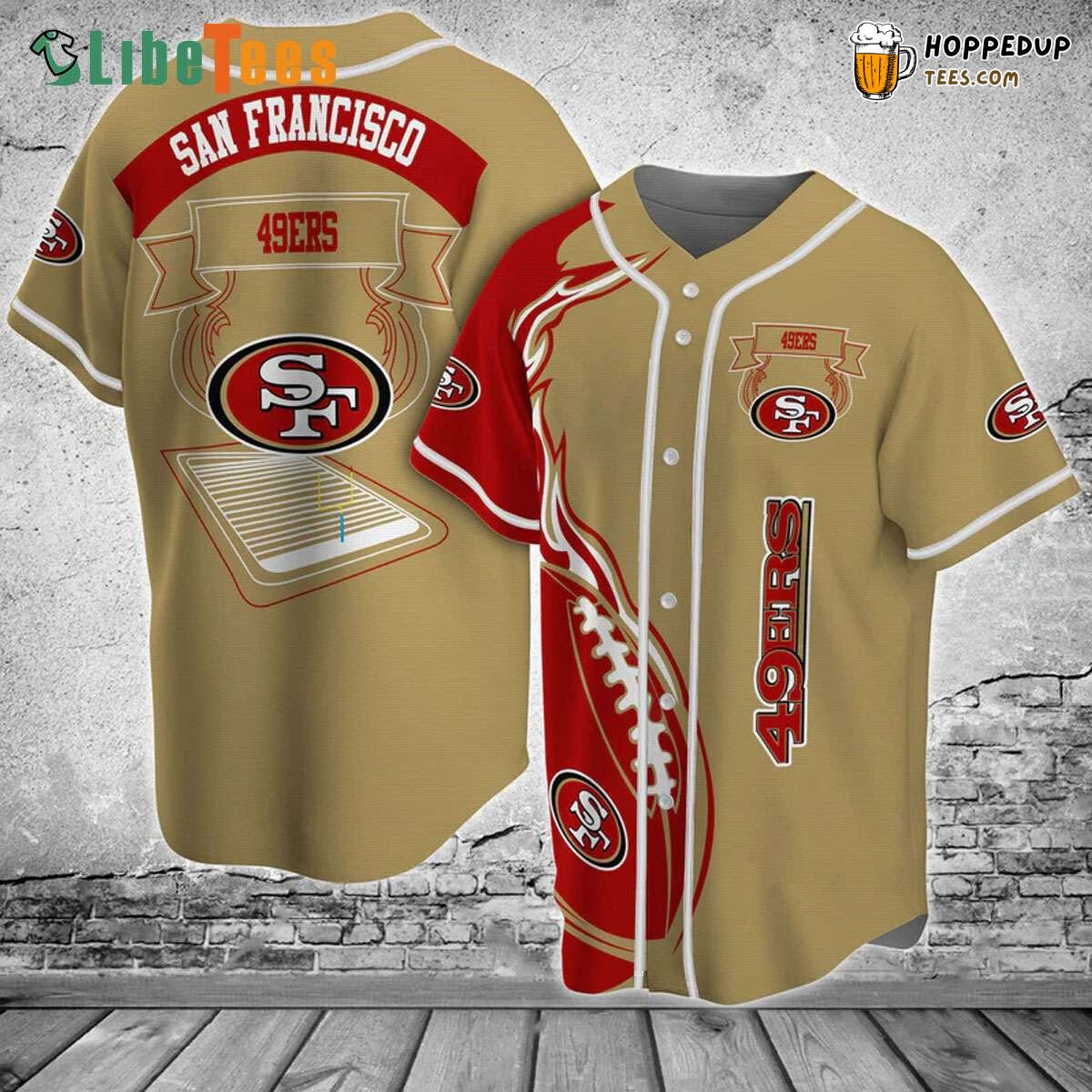 San Francisco 49ers Baseball Jersey Golden Red Perfect Gifts For Your Loved Ones Jersey Shirt