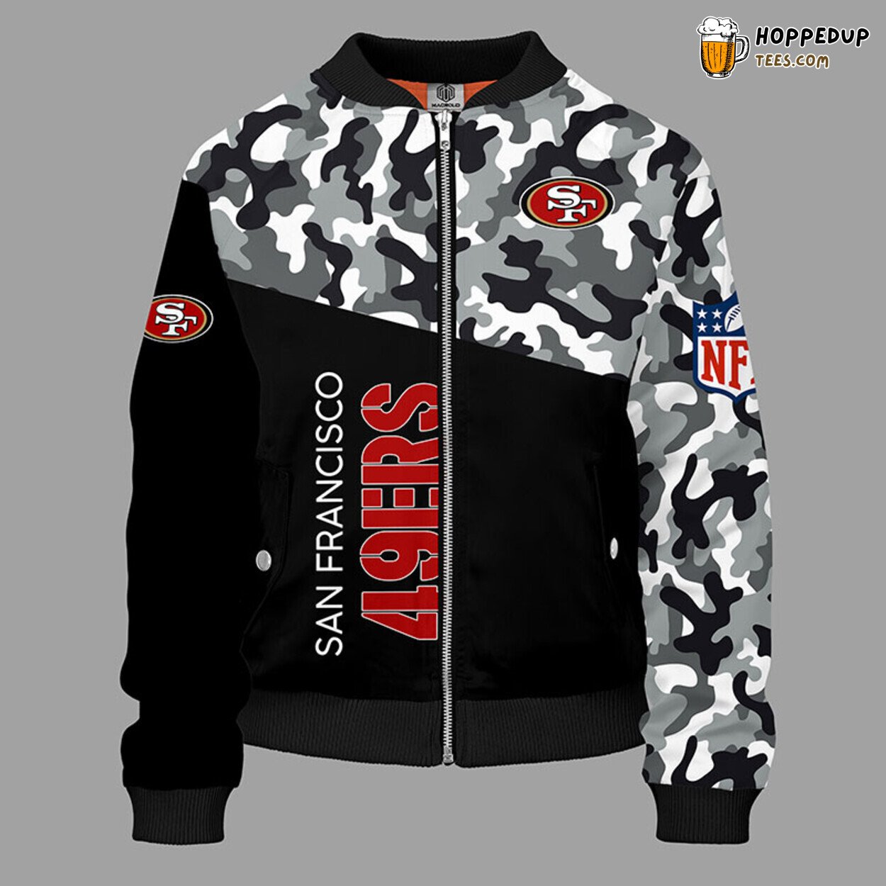 San Francisco 49ers NFL Bomber Jacket Camouflage Red Classic