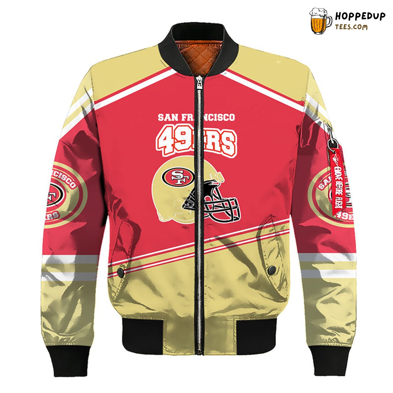 San Francisco 49ers NFL Red Olive Distinct Bomber Jacket Look