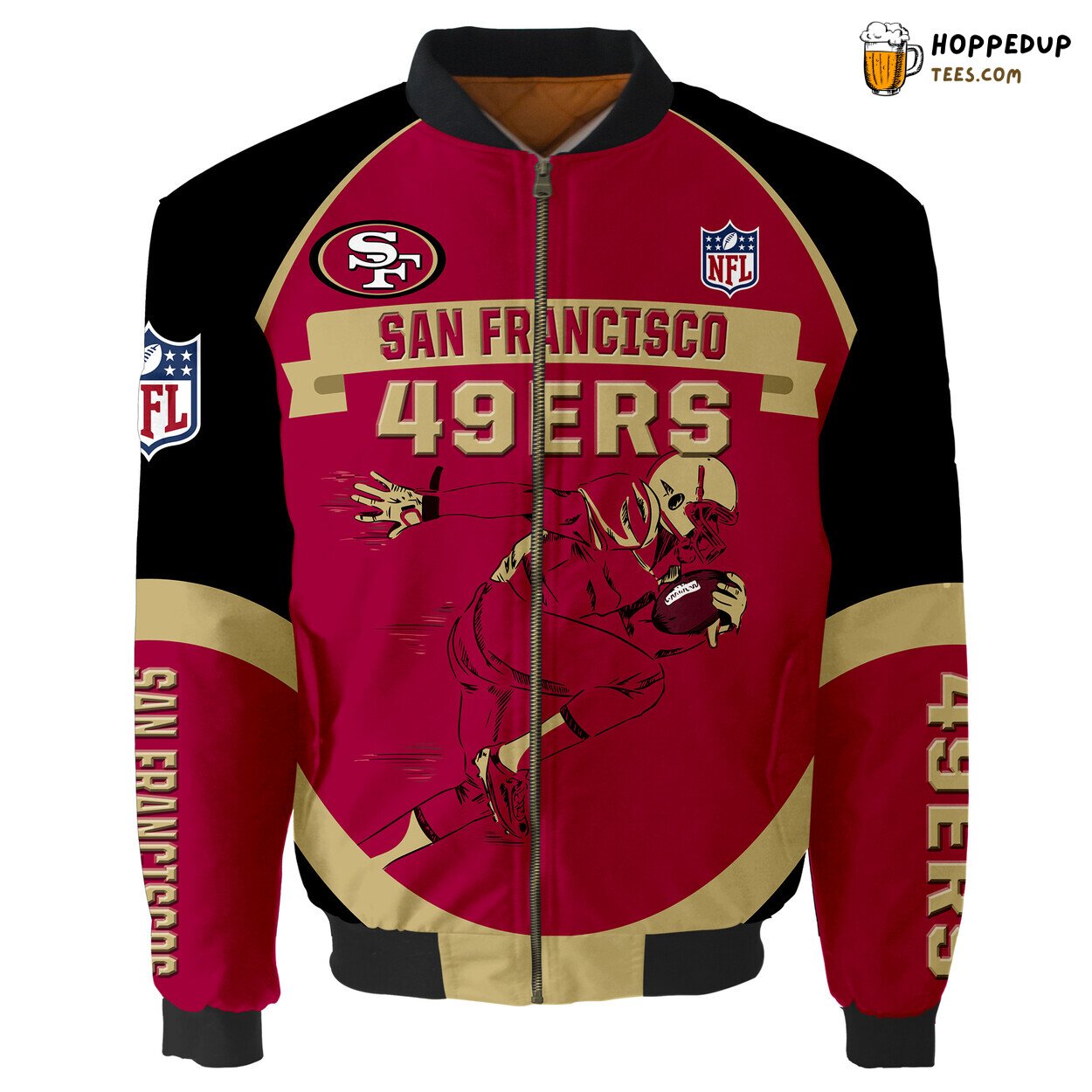 San Francisco 49ers Running Men Graphic Bomber Jacket Elite Edition