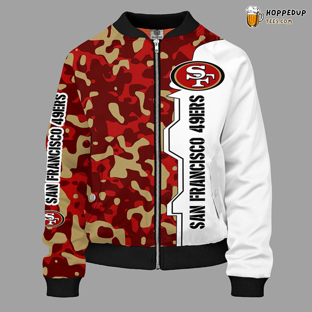 San Francisco NFL Camouflage Red Bomber Jacket Distinctive Design