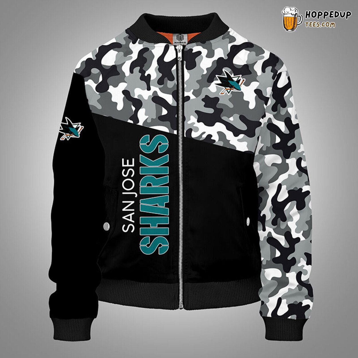 San Jose Sharks NHL Camouflage Green Bomber Jacket Unique Design Look