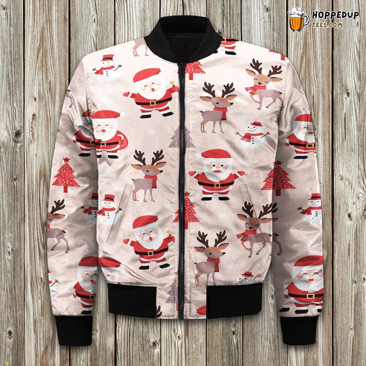 Santa Christmas Edition Bomber Jacket Fashionable Winter Coat Trend