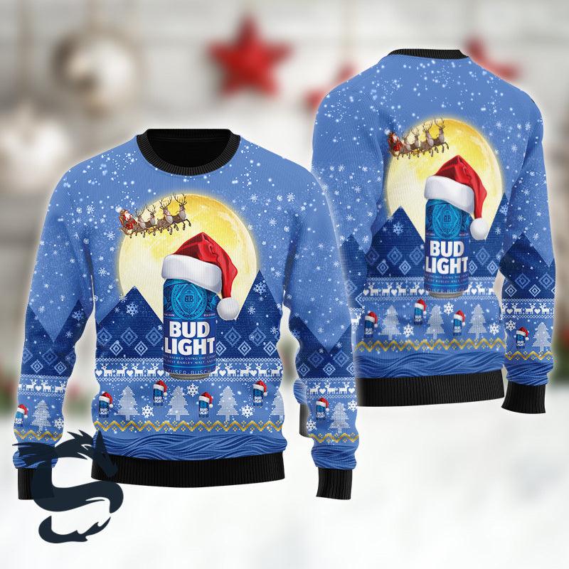 Santa Claus Sleigh Bud Light Ugly Sweater HU