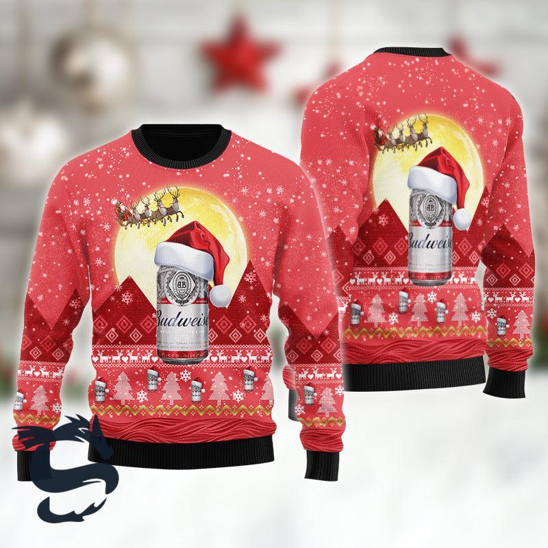 Santa Claus Sleigh Budweiser Ugly Sweater HU