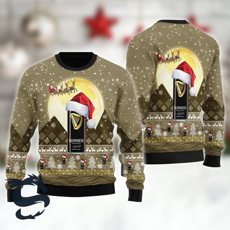 Santa Claus Sleigh Guinness Ugly Sweater HU