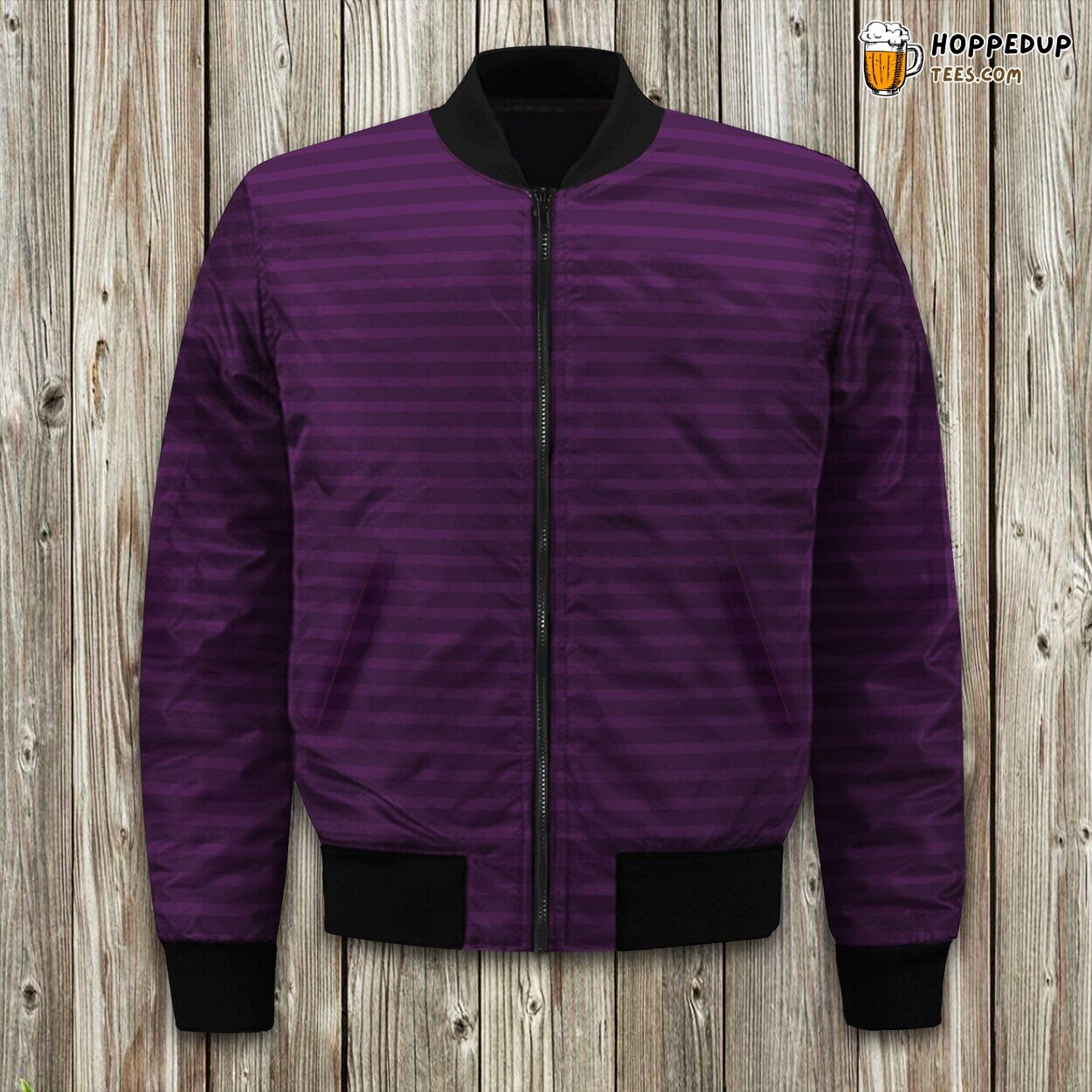 Satin Stripe Purple Bomber Jacket