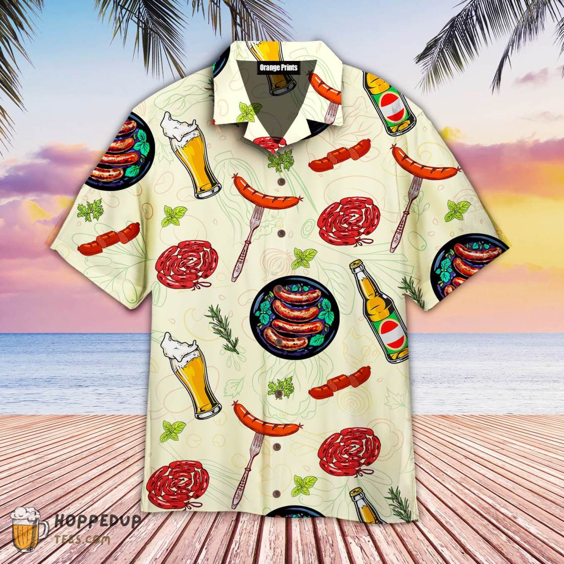 Sausages And Beer Big Set Of Barbeque Party Food Btl Cool Hawaiian Shirts