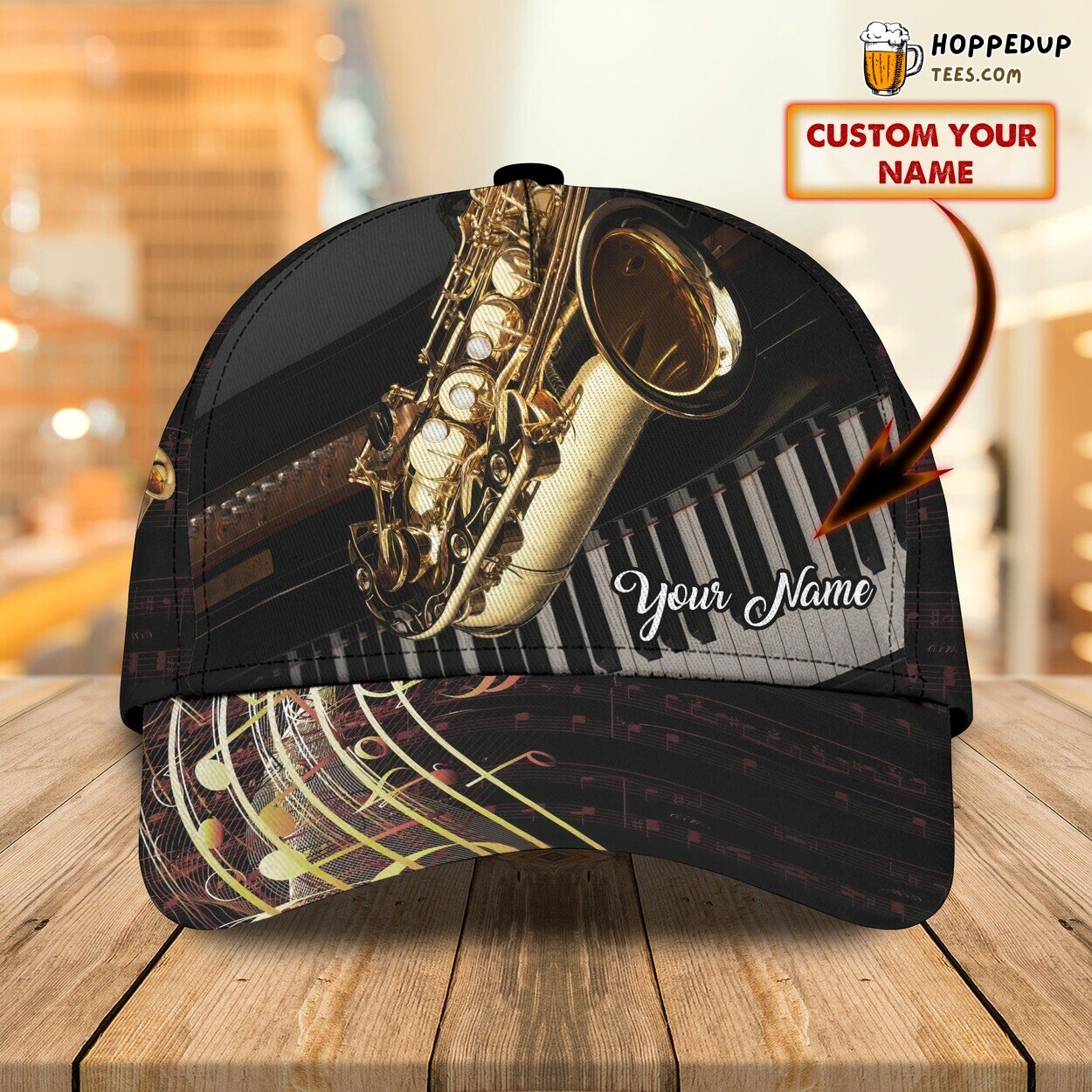 Saxophone Design Classic 3D Cap Personalized Name Unique Premium Edition Series