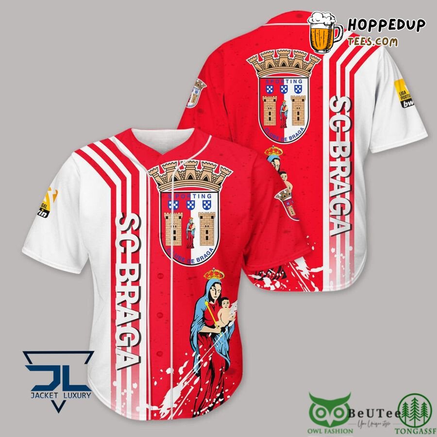 SC Braga Red White Baseball Jersey V1 Unisex Shirt