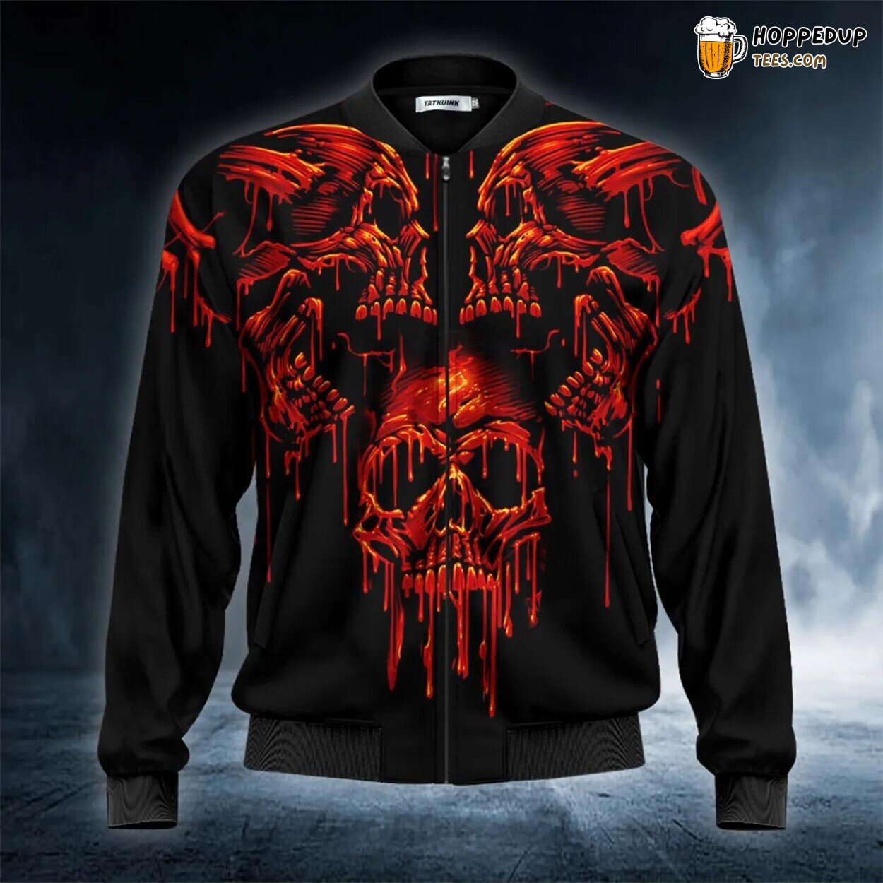 Scary Bloodied Skull Pile Exclusive Bomber Jacket 3D Print Viking Tees