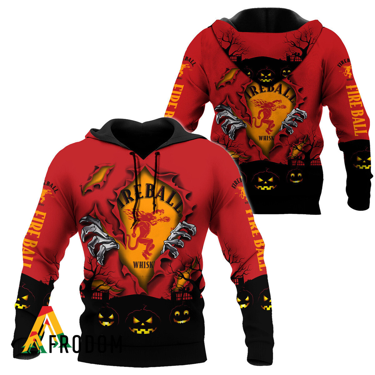 Scary Night Halloween Fireball Whisky Hoodie HU