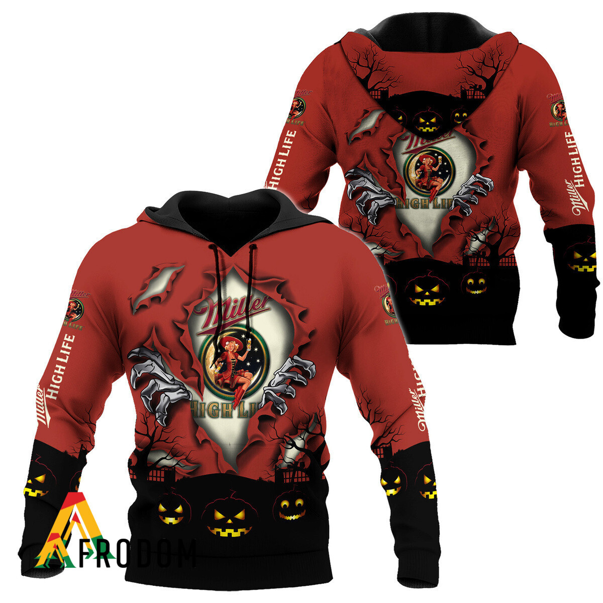 Scary Night Halloween Miller High Life Hoodie HU Scary Night Halloween Miller High Life Hoodie HU