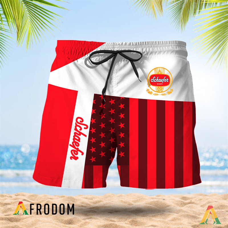 Schaefer AmericanFlagPatch Summer Hawaiian Shorts HU