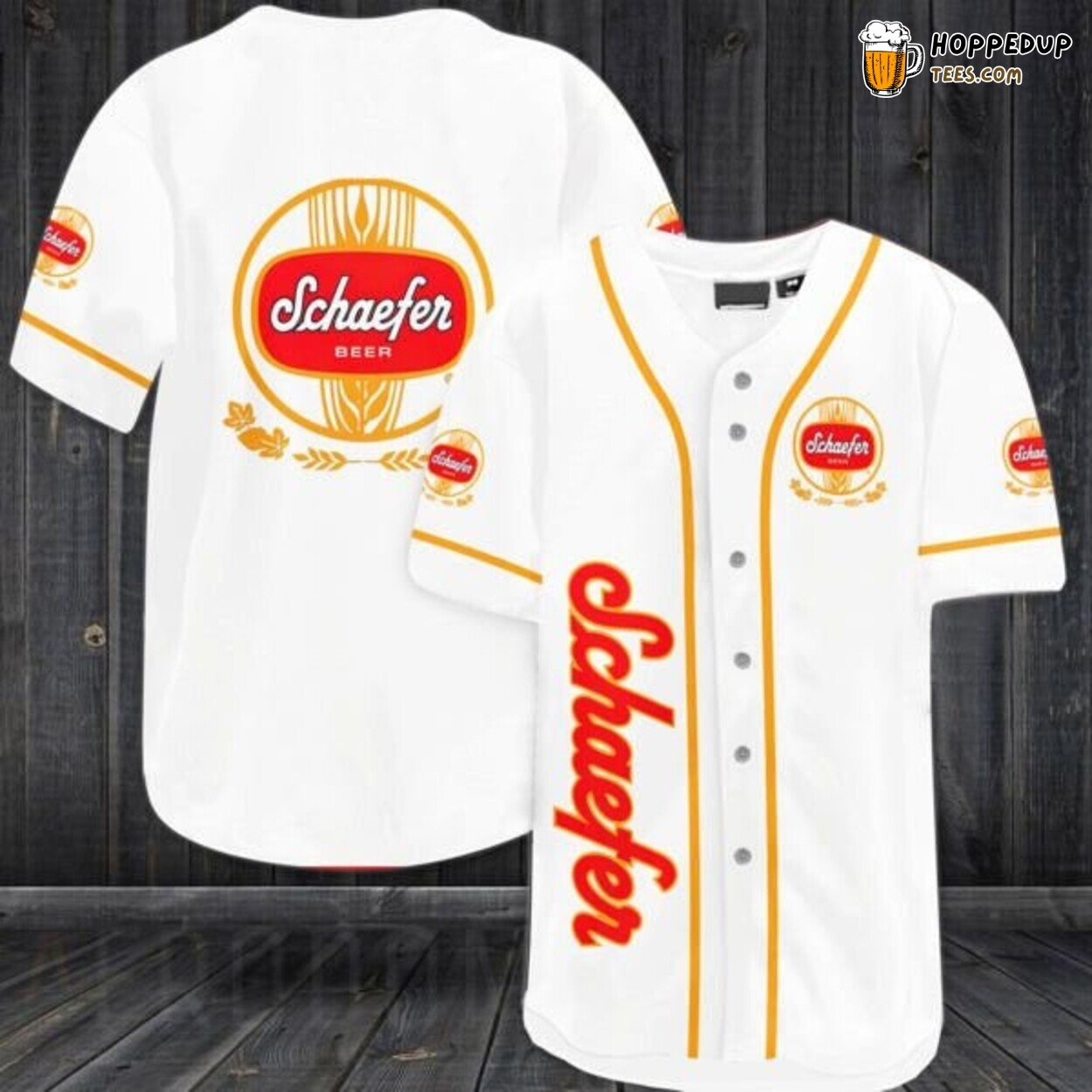 Schaefer Beer White Classic Team Baseball Jersey Athletic Wear