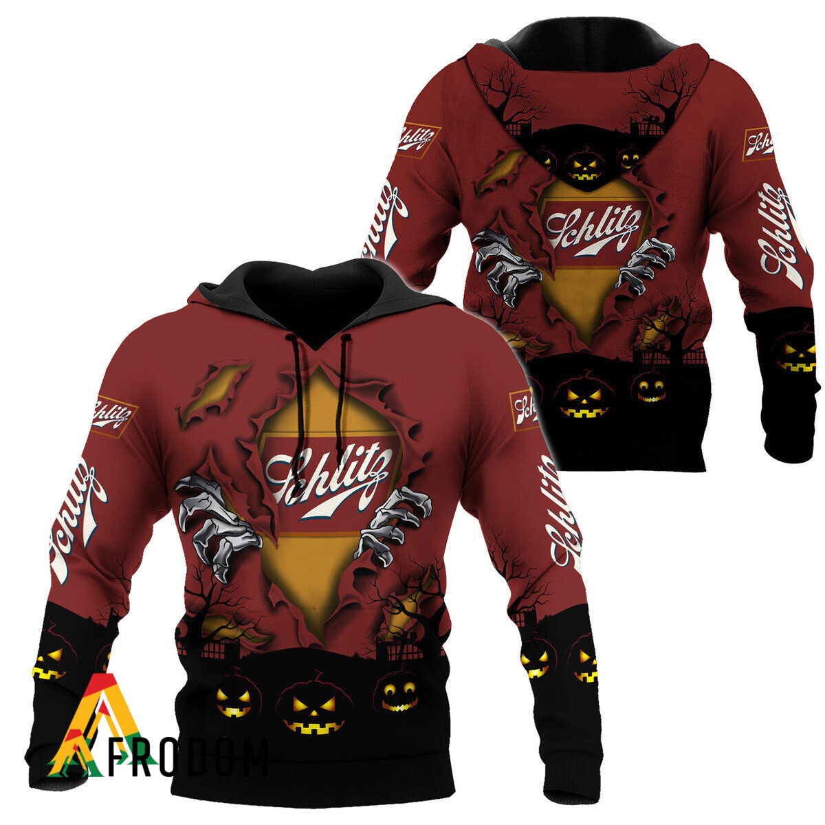 Schlitz Beer Halloween Night Scary Hoodie and Zip Hoodie HU