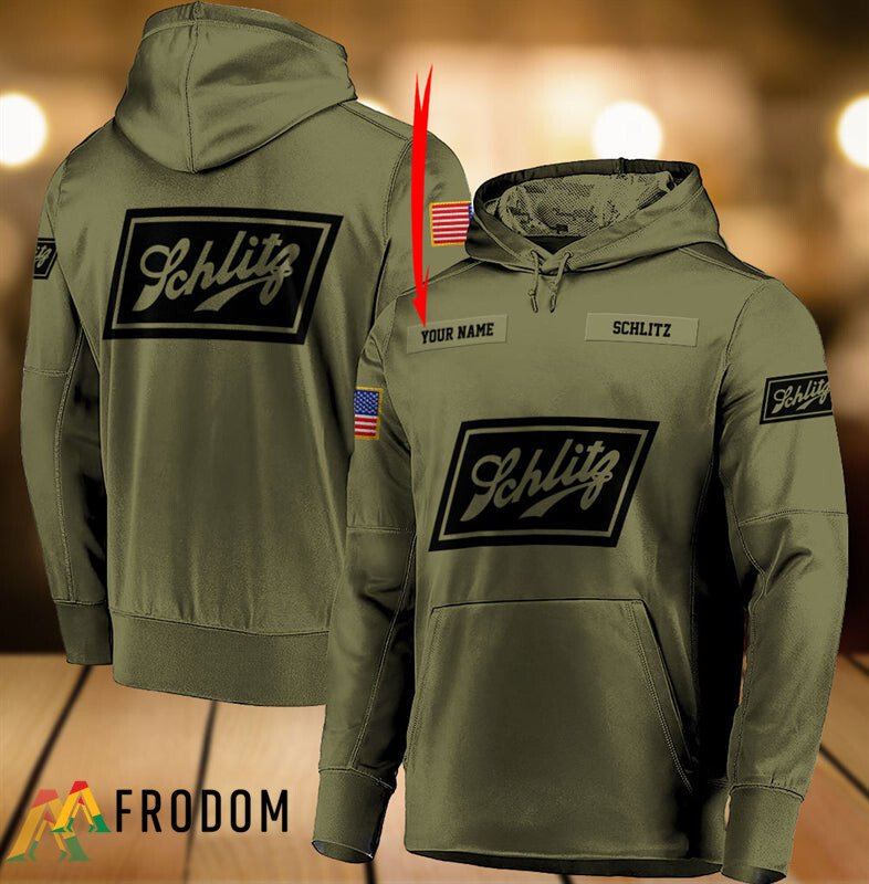 Schlitz Beer Hoodie in Military Green Personalized Edition HU