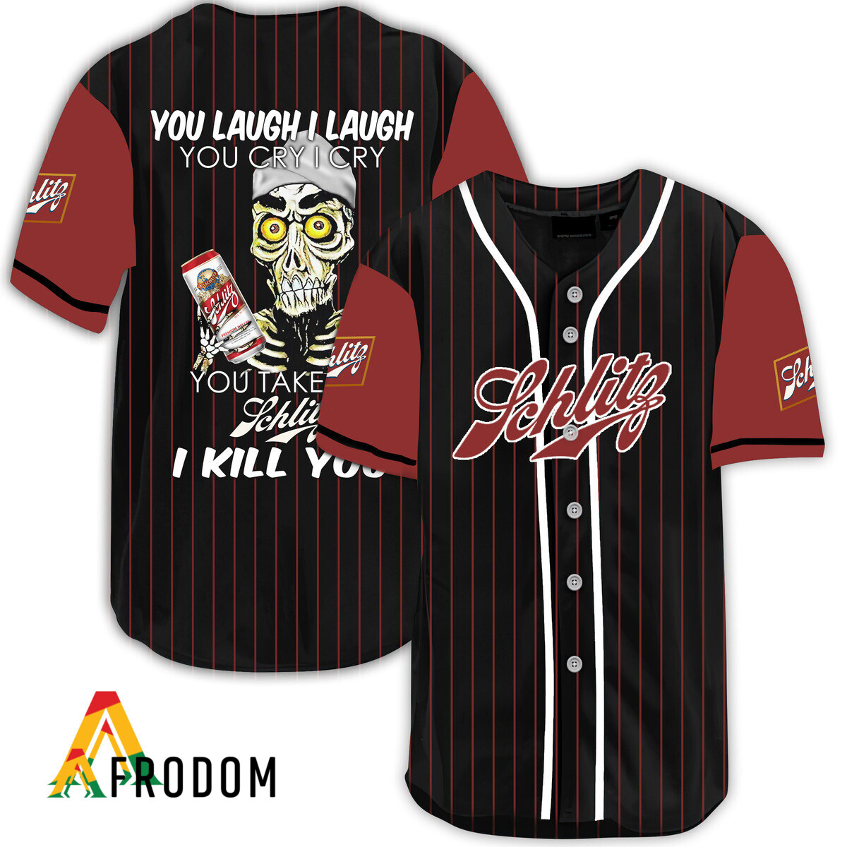 Schlitz Beer I Kill You Baseball Jersey Laugh Cry Edition HU