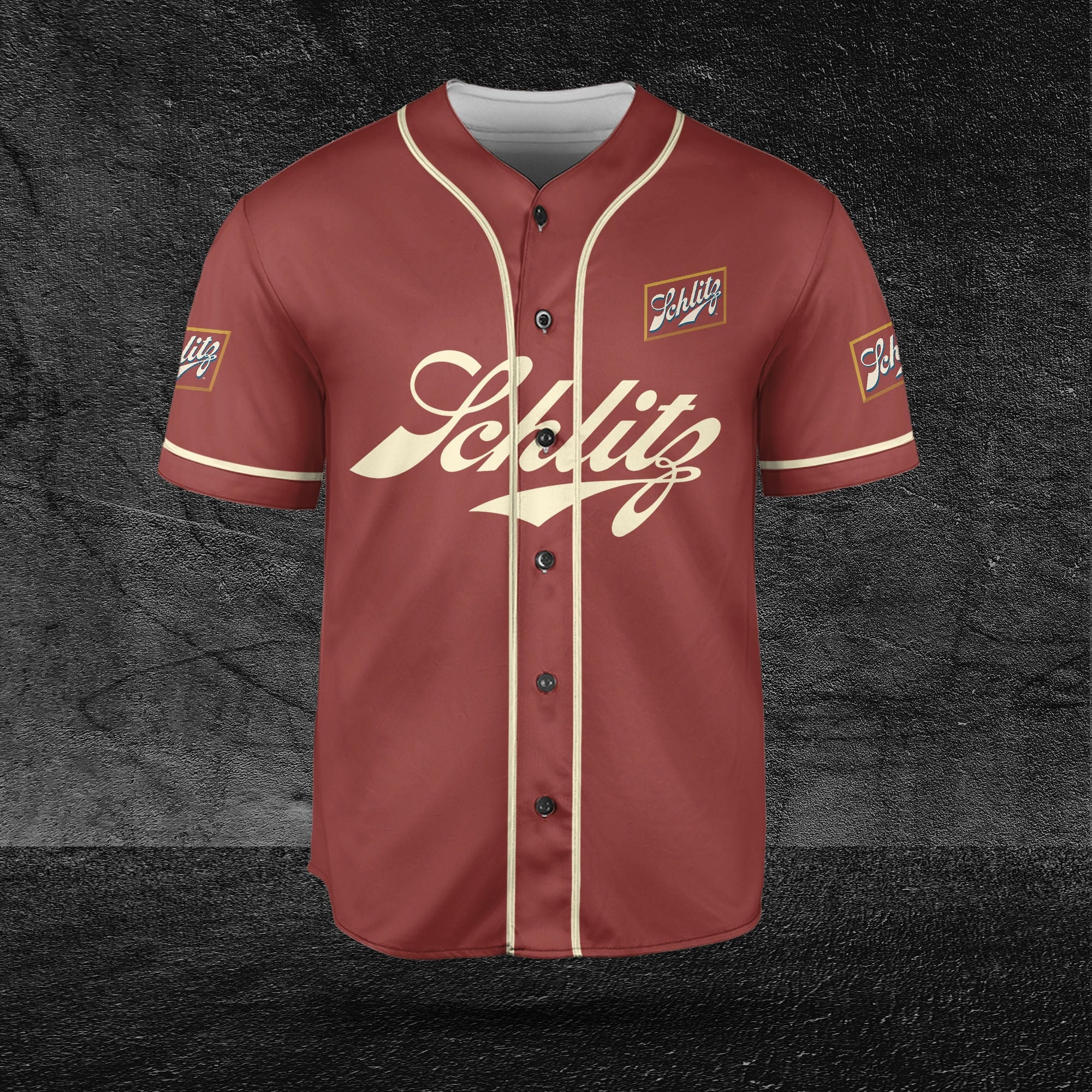Schlitz Red Horizontal Text Baseball Jersey for Beer Lovers HU