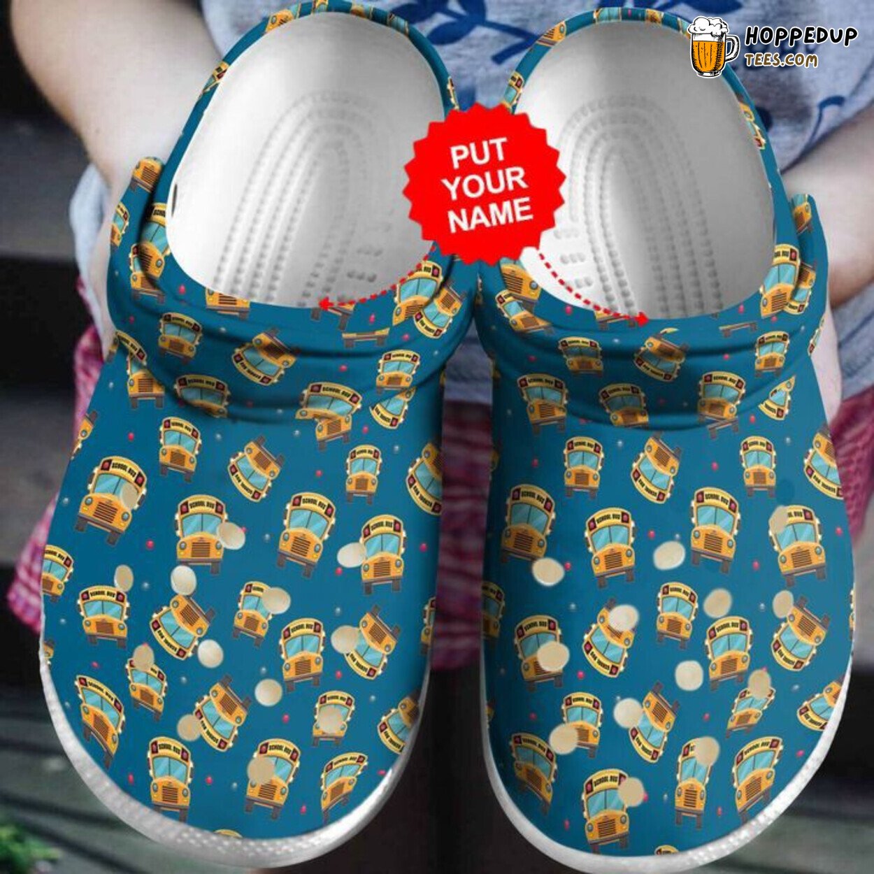 School Bus Driver Pattern Themed Comfortable Unique Design Clog Shoes