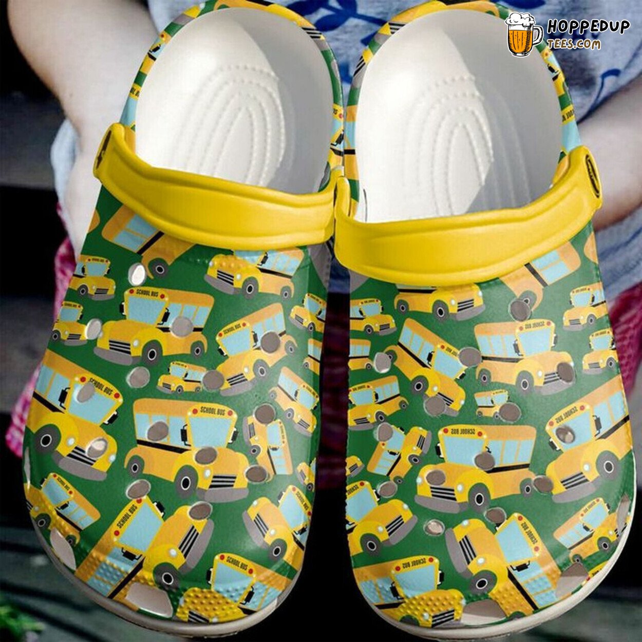 School Bus Driver Yellow Pattern Themed Rubber Clog Shoes Comfy Footwear