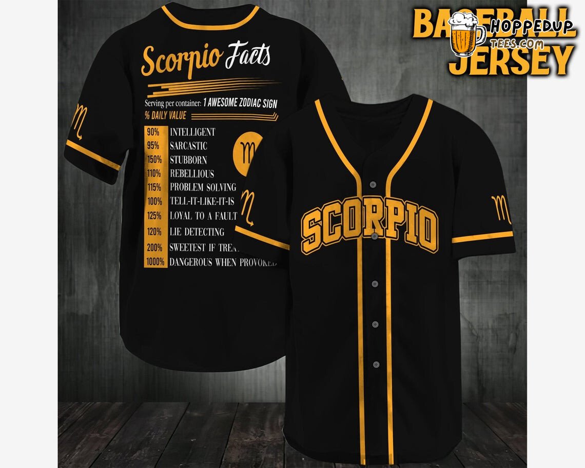Scorpio Astrology 3D Print Baseball Jersey Tee Cosmic Black Theme