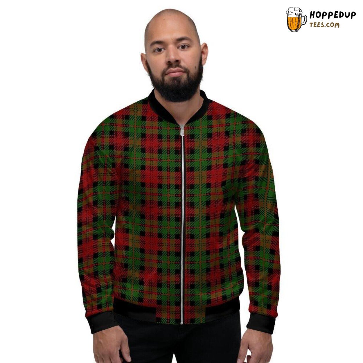 Scottish Tartan Red Plaid Christmas Men’s Bomber Jacket Classic Festive Elegance