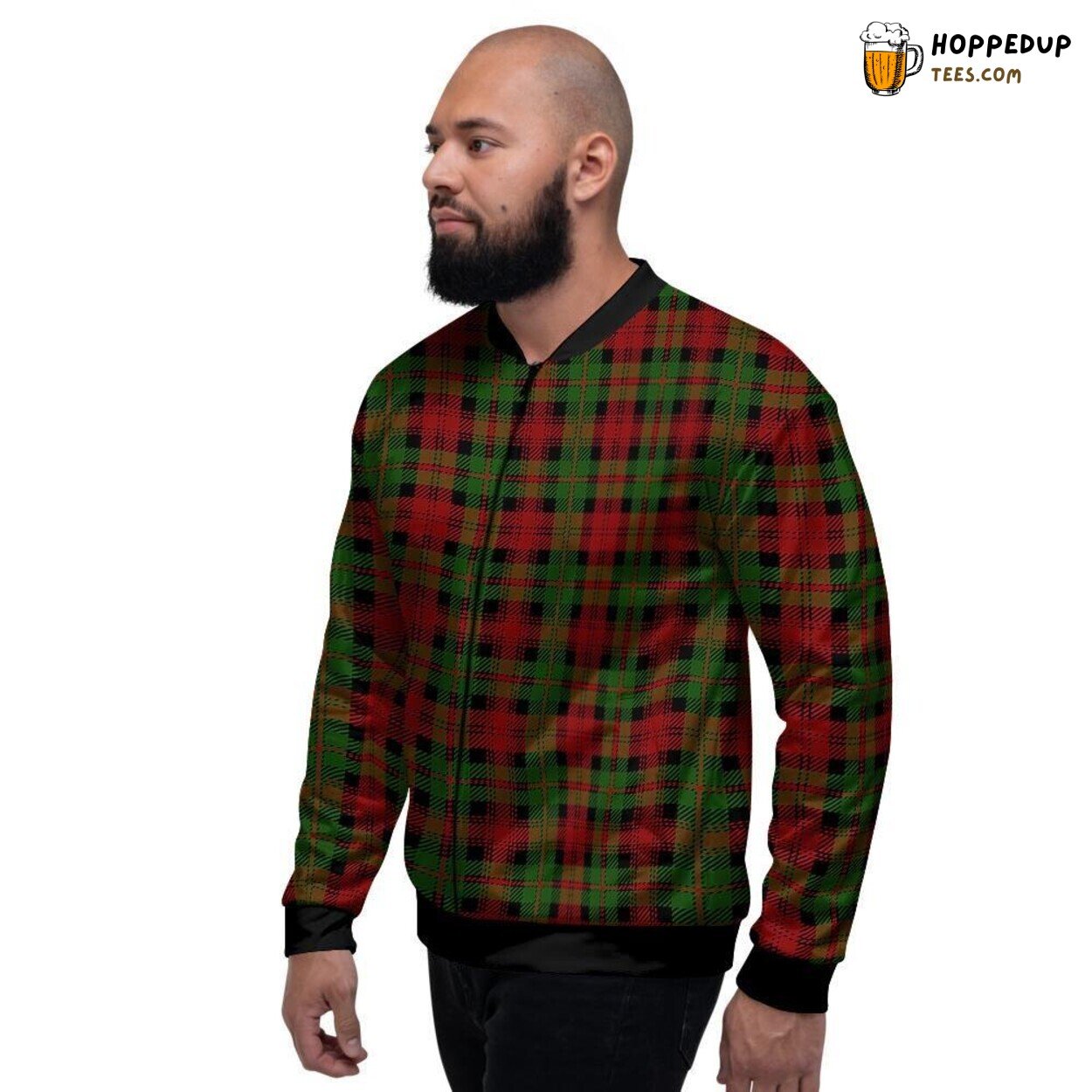 Scottish Tartan Red Plaid Christmas Men’s Bomber Jacket Classic Festive Elegance