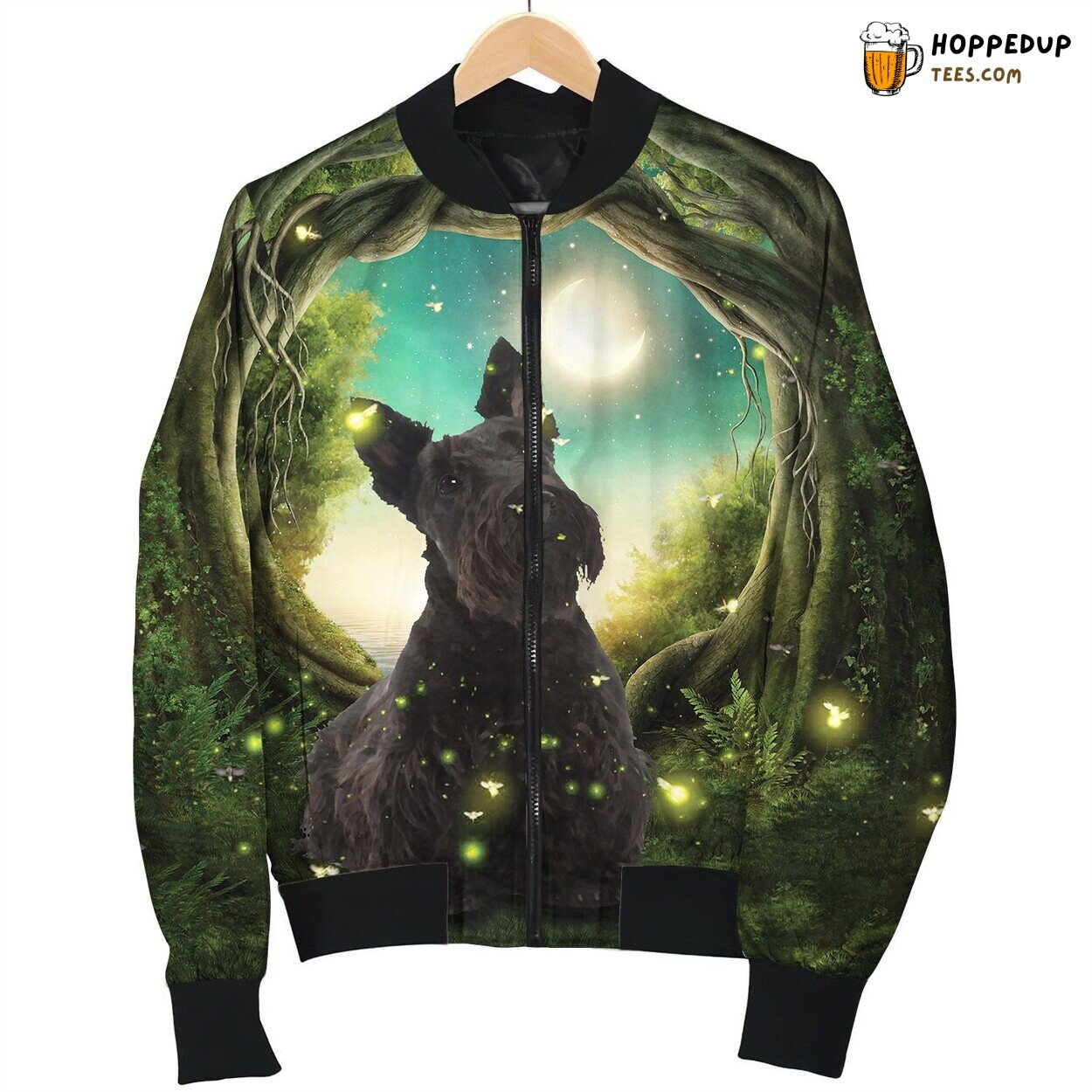 Scottish Terrier Under The Moonlight Bomber Jacket