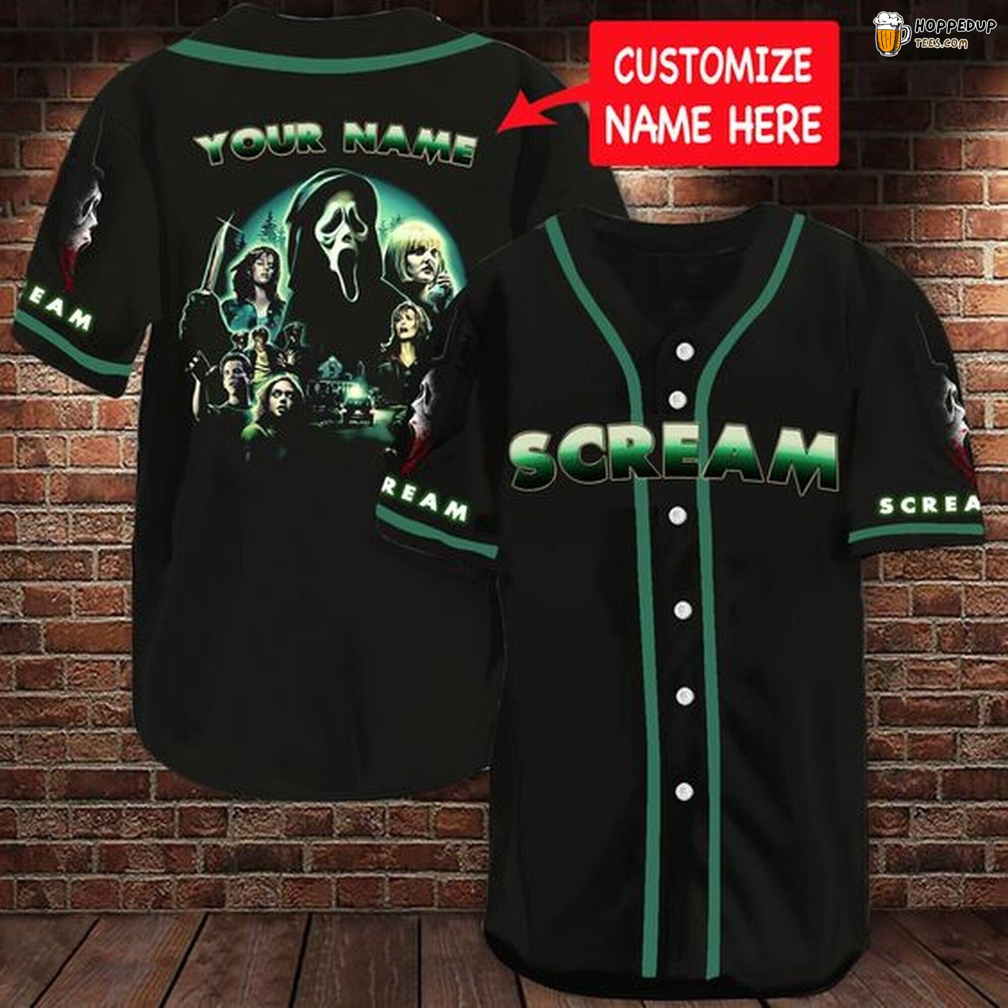 Scream Themed Halloween Personalized Baseball Jersey Unique Design Look