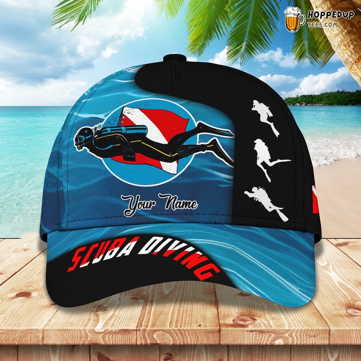 Scuba Diving Classic 3D Cap Personalized Name Unique Premium Edition Look