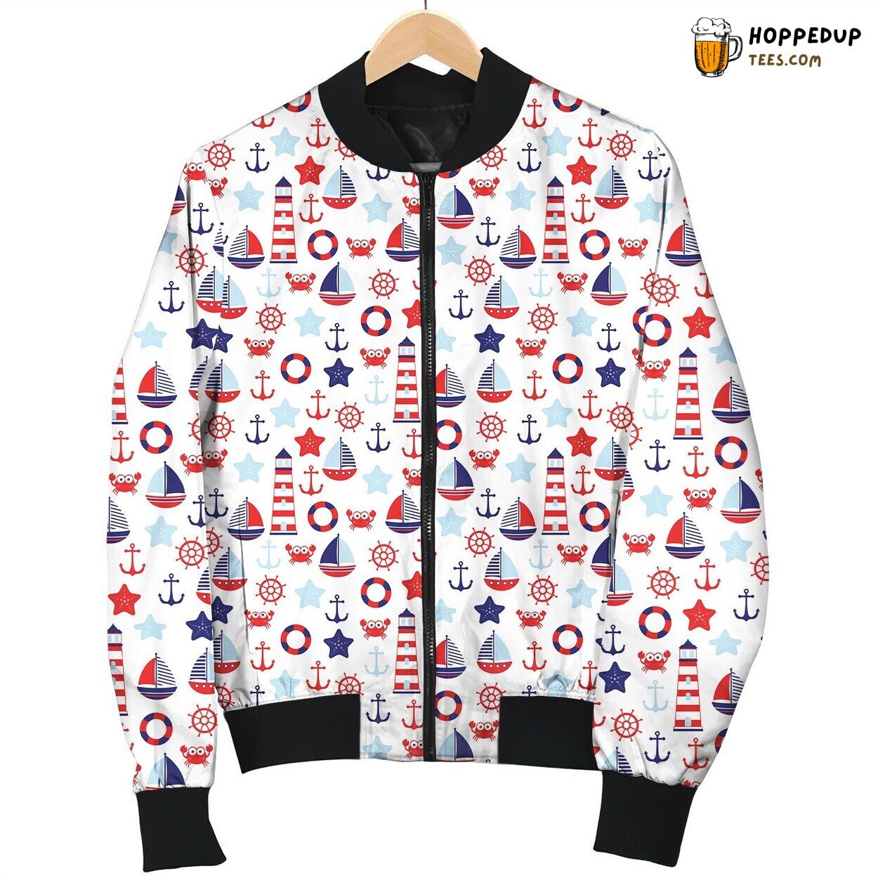 Sea Equipment And Marine Animals Bomber Jacket