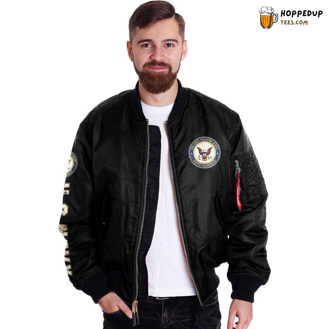 Sea-Going Sailors Bomber Jacket War-Fighting Beer-Drinking Tattoo-Wearing