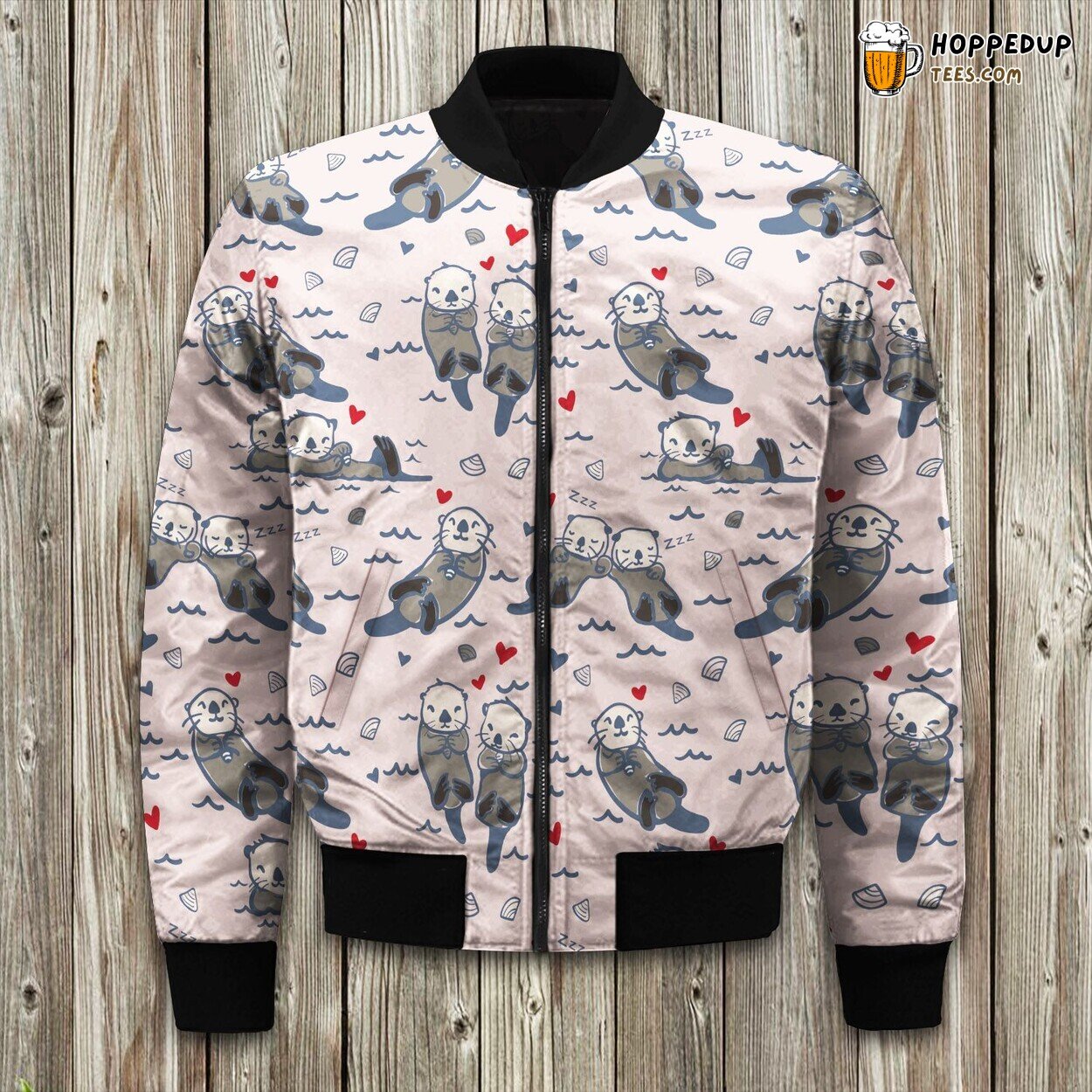 Sea Otter Pattern Bomber Jacket