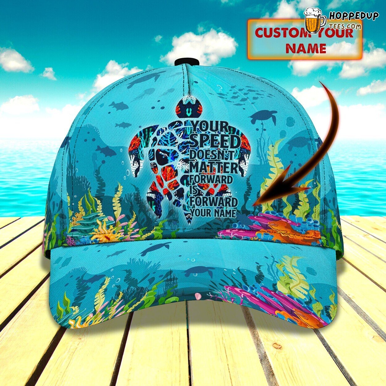 Sea Turtle Enchantment 3D Classic Cap Personalized Unique Design Name