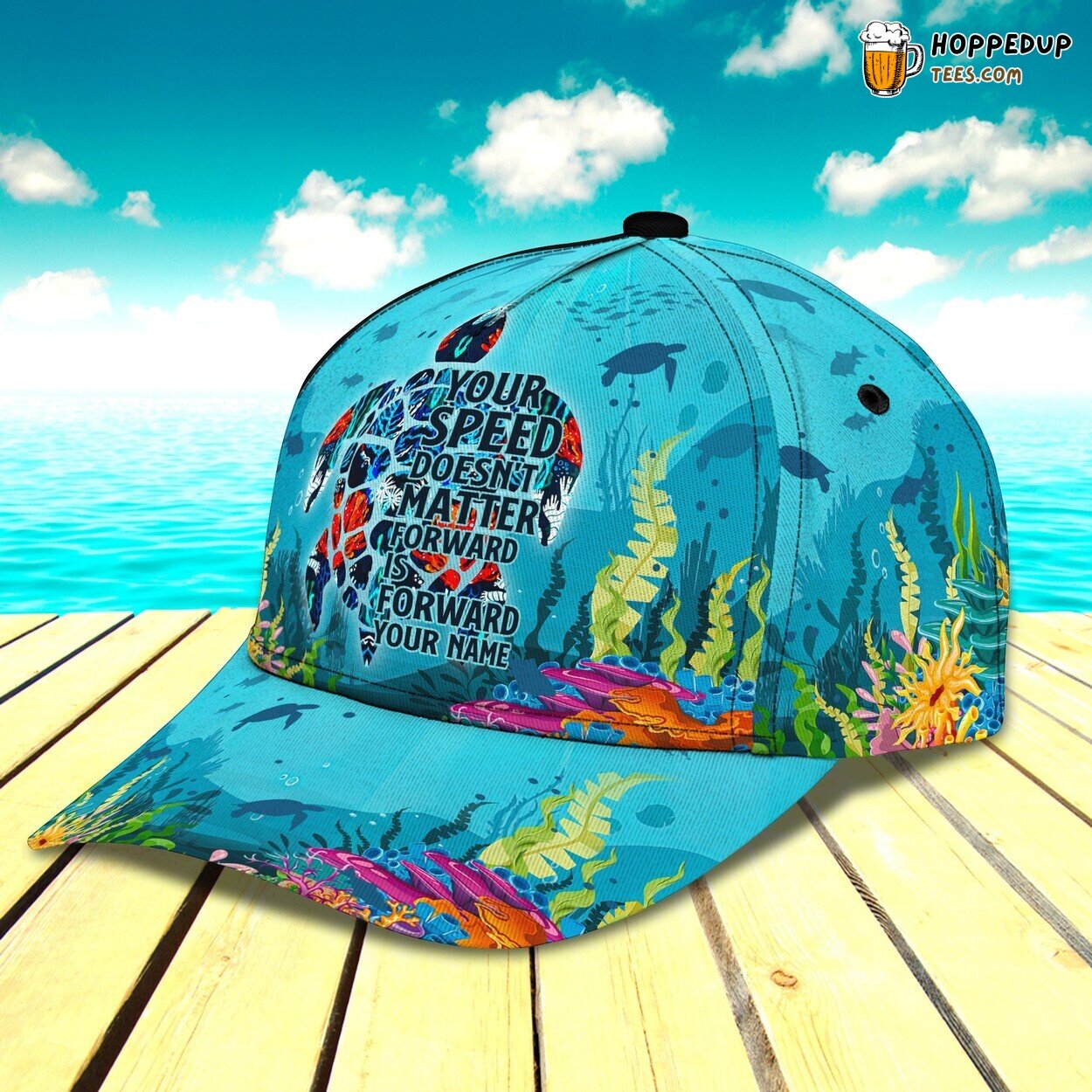 Sea Turtle Enchantment 3D Classic Cap Personalized Unique Design Name