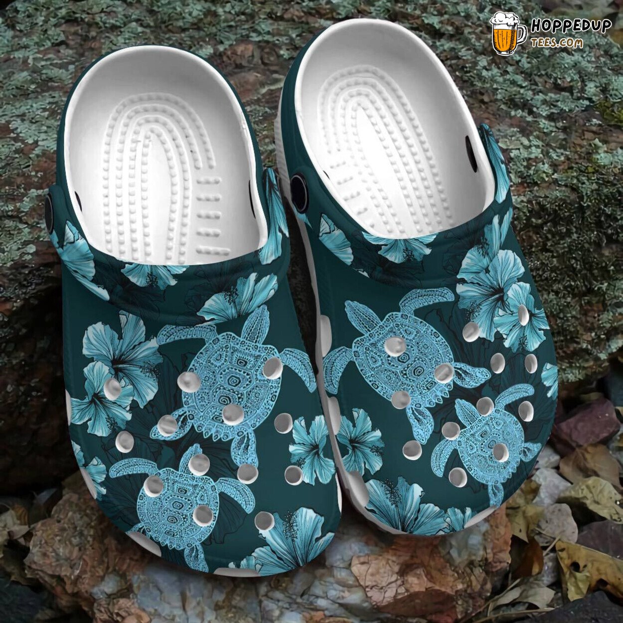 Sea Turtle Flower Themed Women Girl Mother Daughter Sister Clogs