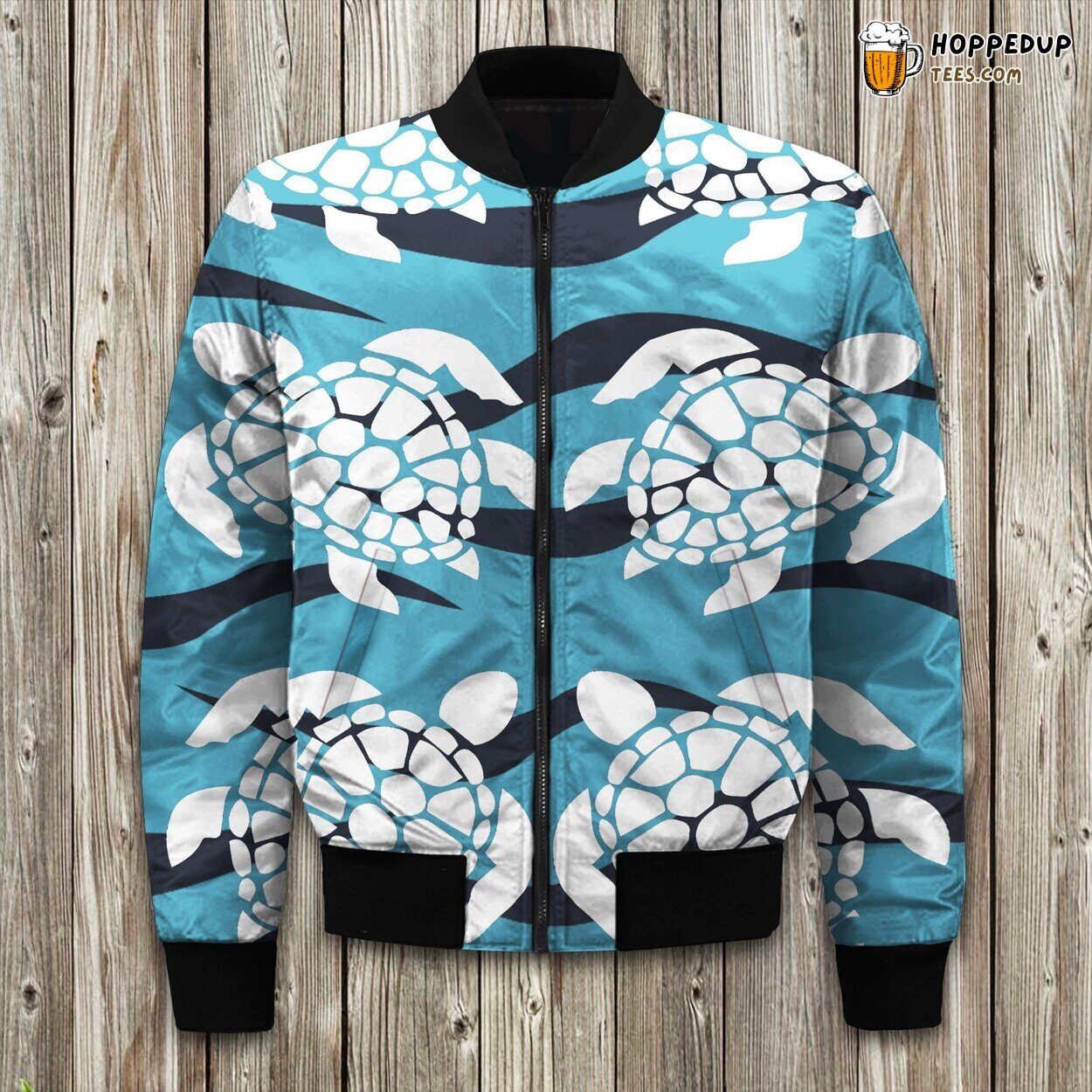 Sea Turtle Inspired Winter Bomber Jacket Quality Comfort Finish