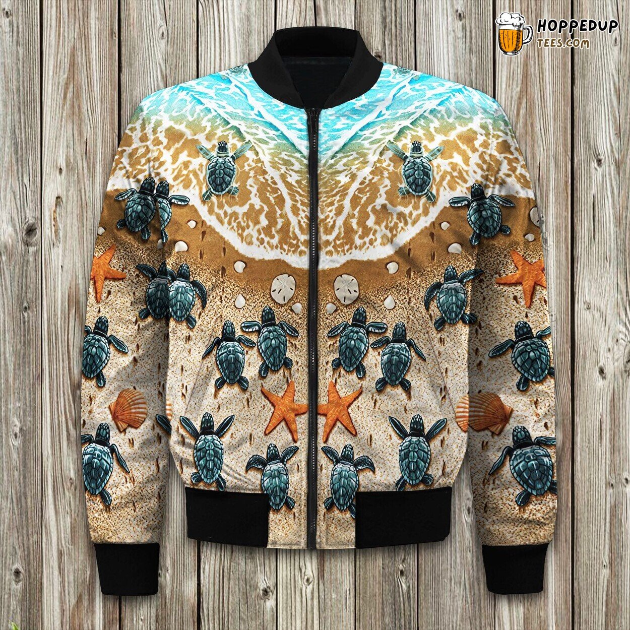 Sea Turtle Marine Bomber Jacket Winter Adventures in Oceanic Elegance