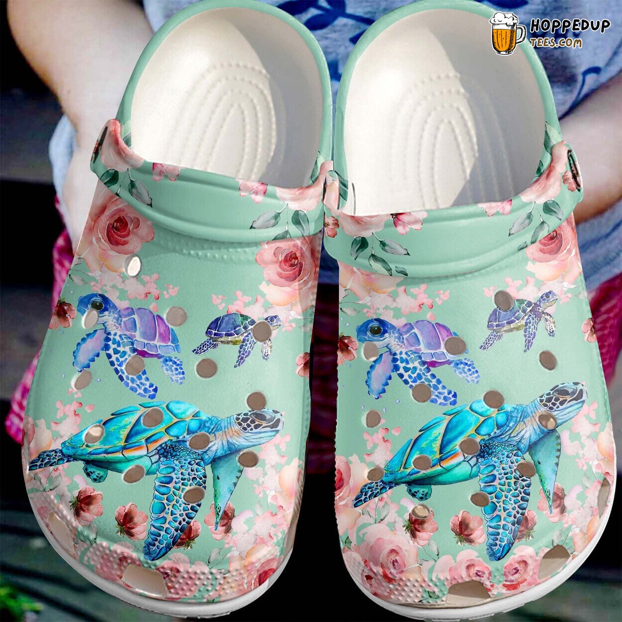 Sea Turtles Roses Ocean Flower Beautiful Crocbland Clogs Men Women