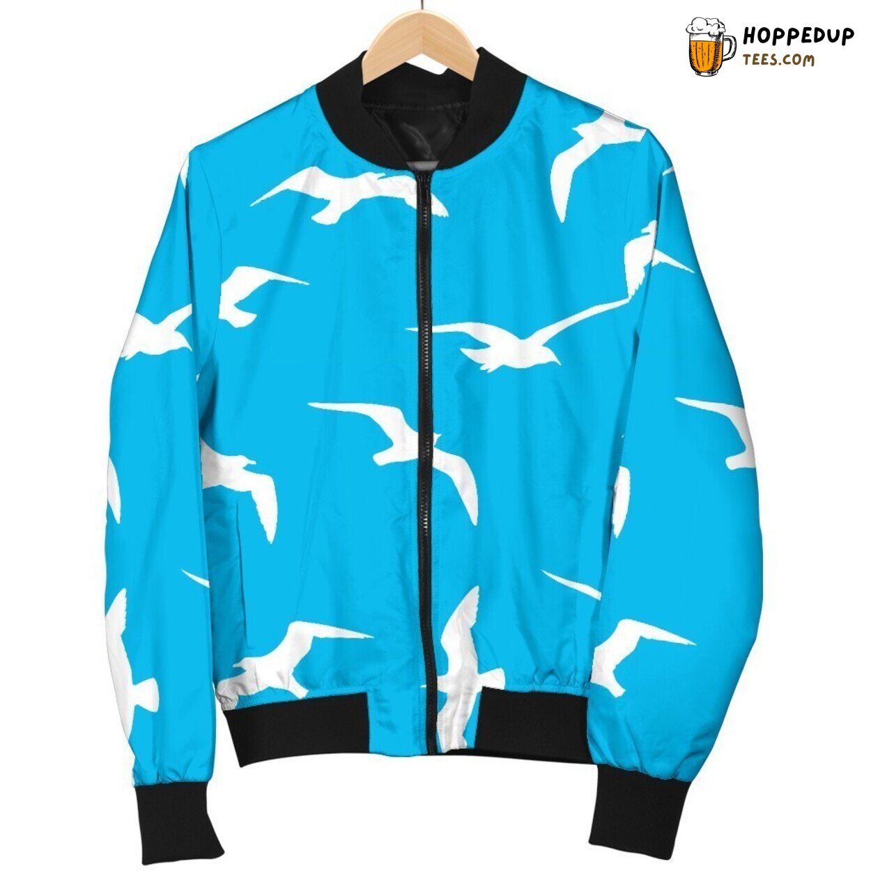 Seagull Ocean’s Sentinel Men’s Bomber Jacket Marine Bird Artistic Display