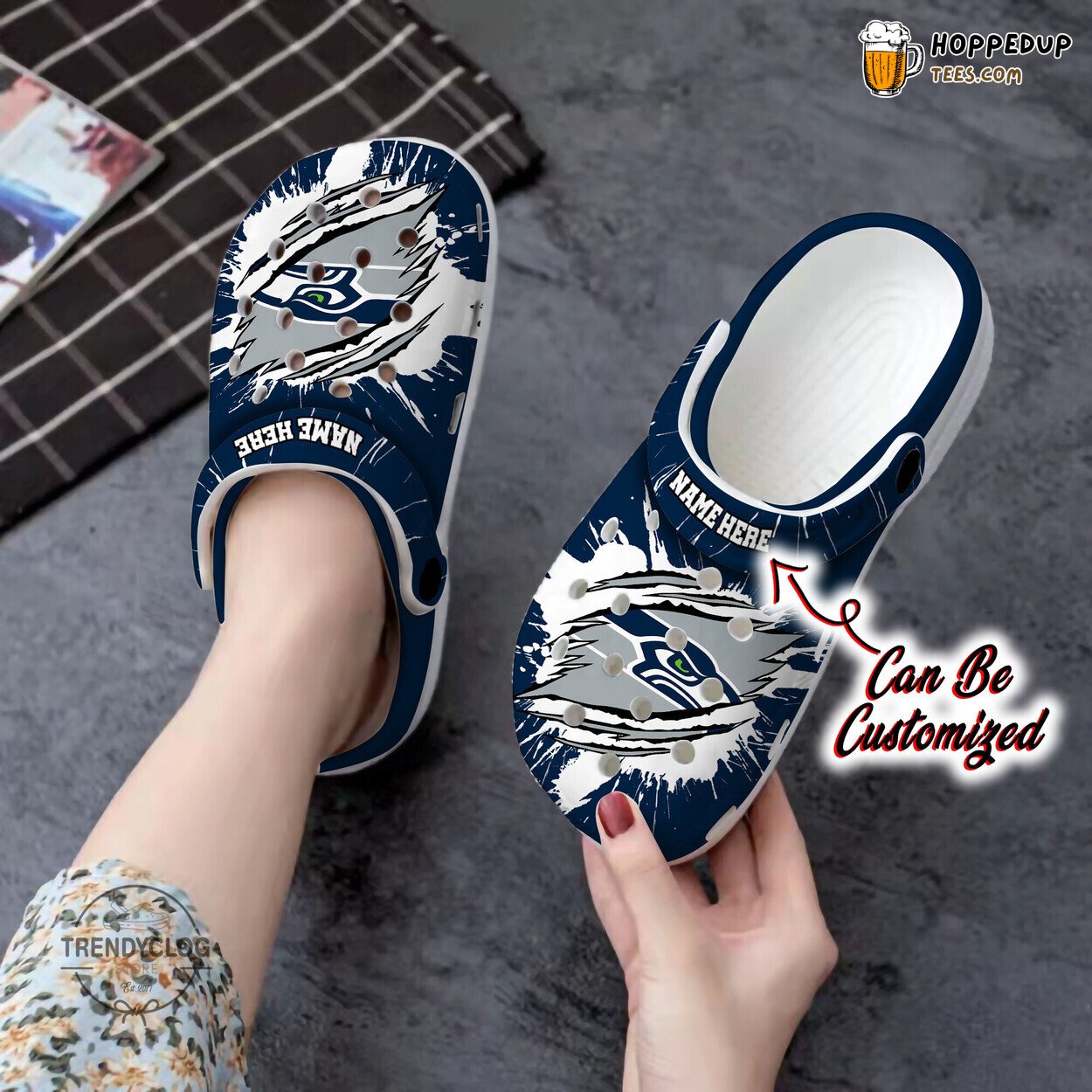 Seahawks Football Ripped Claw Personalized Unique Clog Shoes