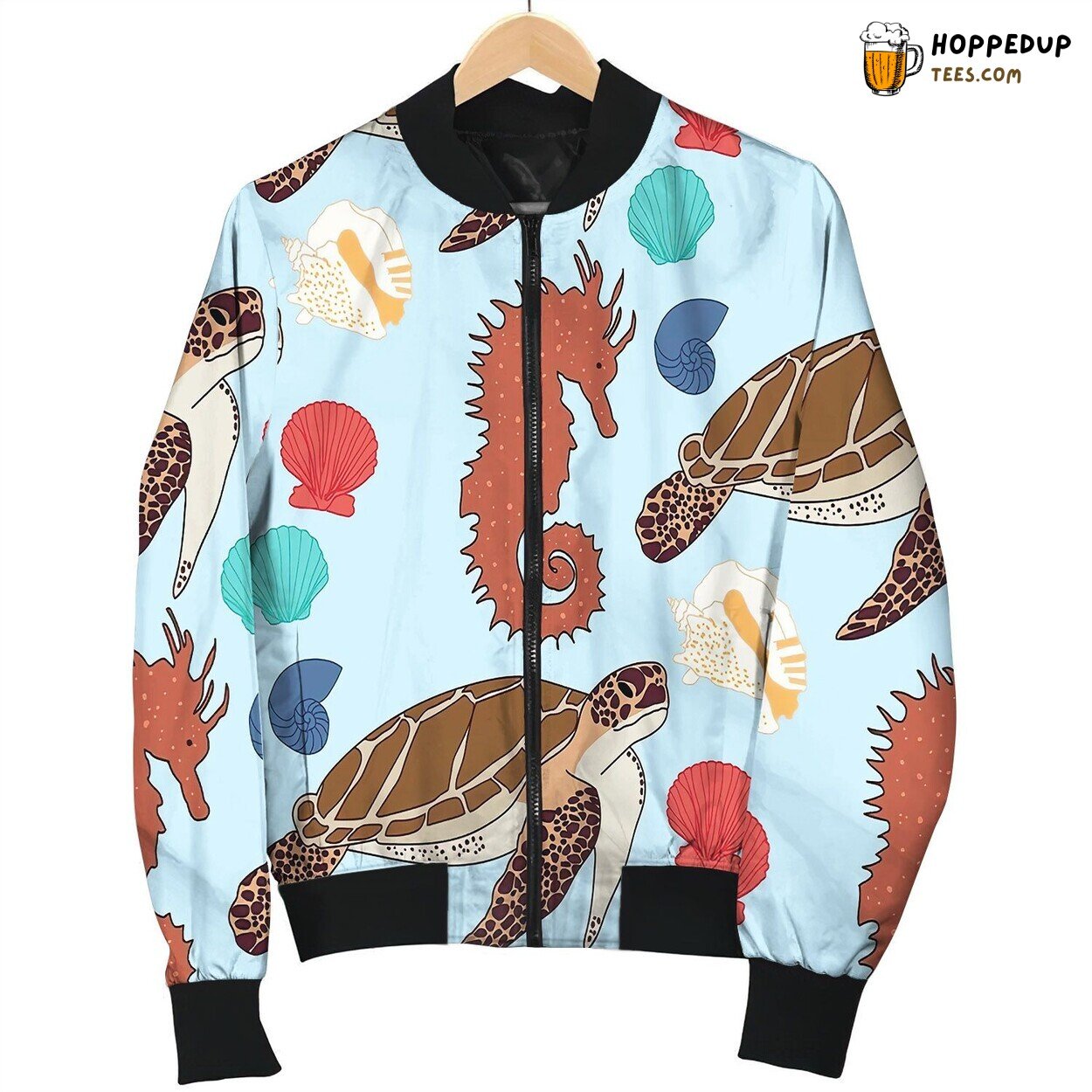 Seahorse And Sea Turtle Pattern By Courtney Graben Bomber Jacket