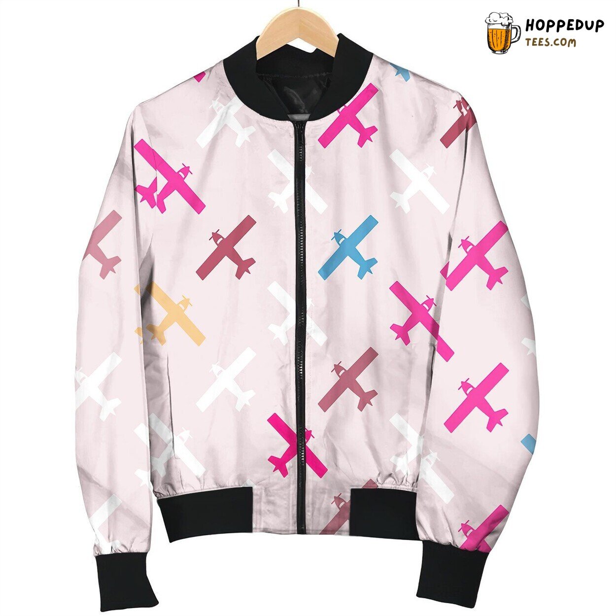Seamless Background Different Airplanes Bomber Jacket